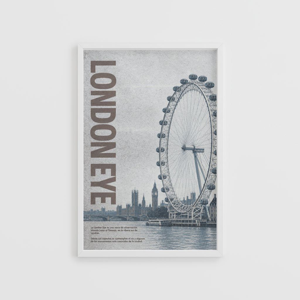 Vintage London Eye Poster, Thames Wall Art, England Print