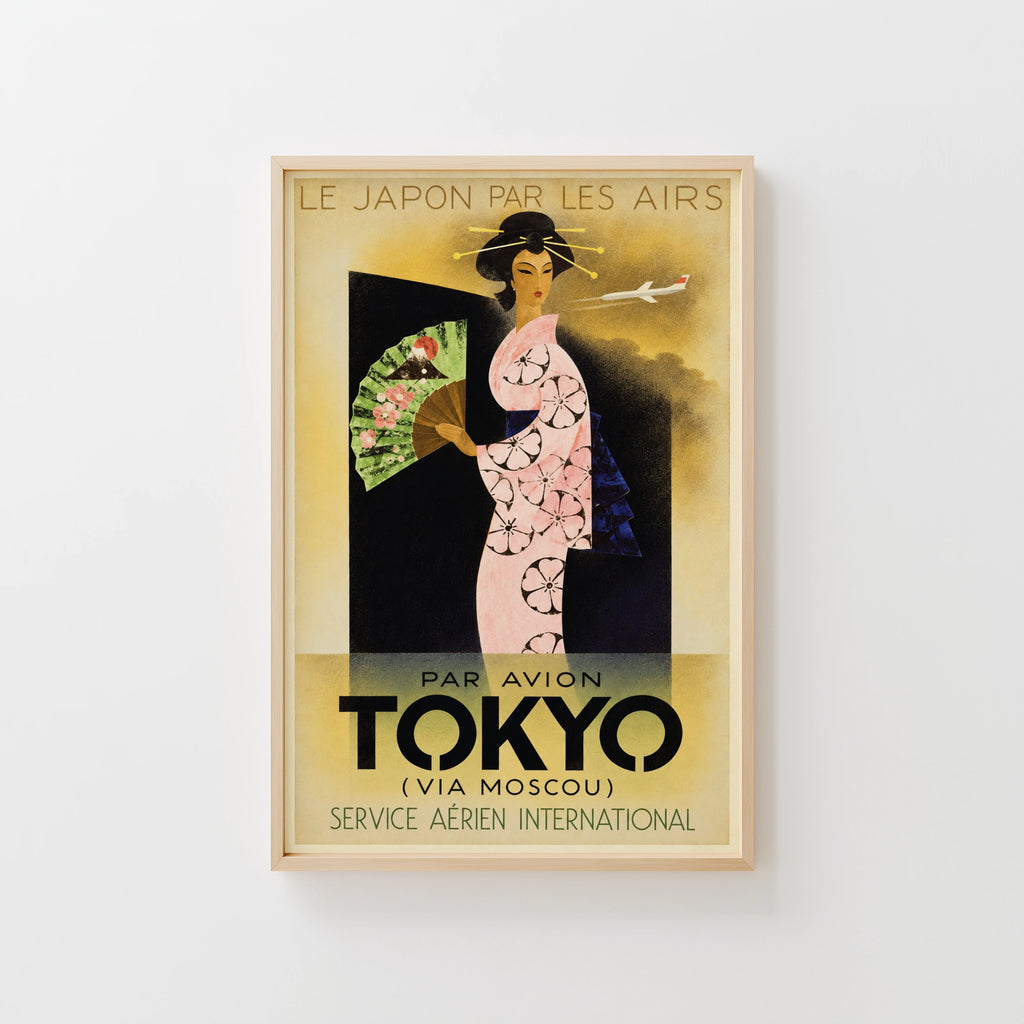 Vintage Tokyo Poster, Art Deco Travel Print, Japan Wall Art