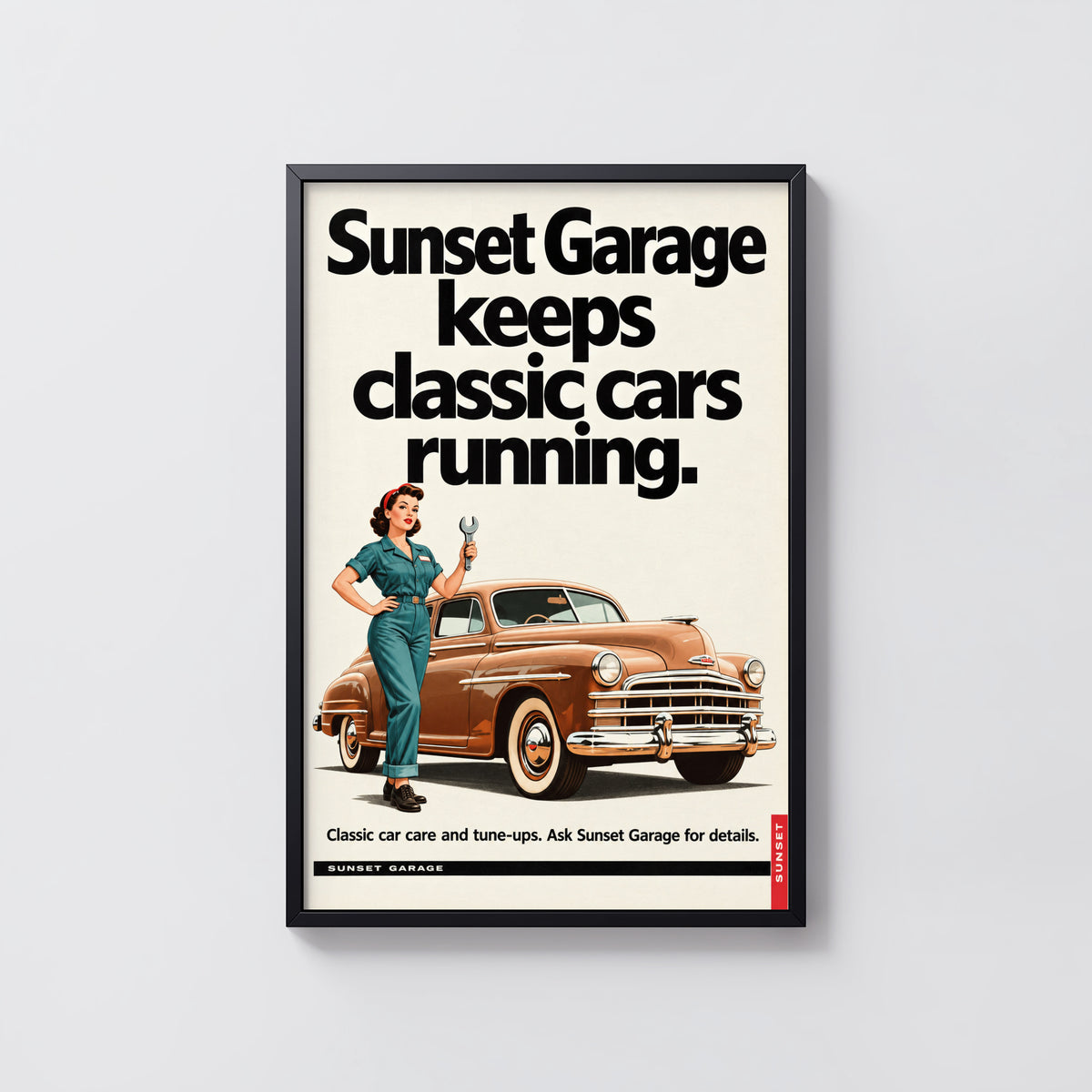 Vintage Garage Poster, Classic Car Print, Retro Wall Art