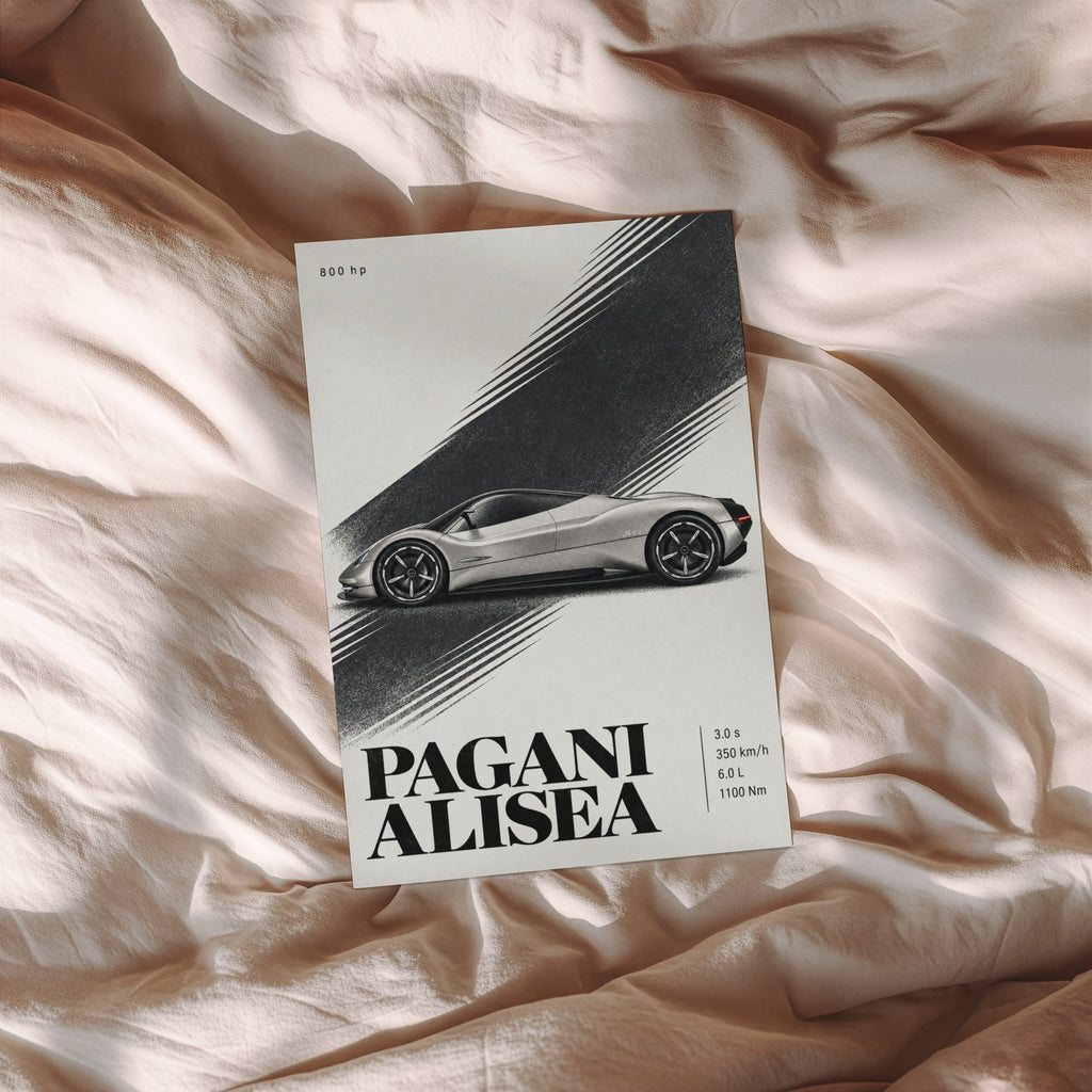 Vintage Pagani Alisea Print, Supercar Poster, Wall Art