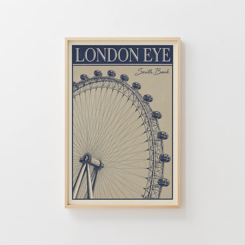 Vintage London Eye Poster, South Bank Wall Art, Print