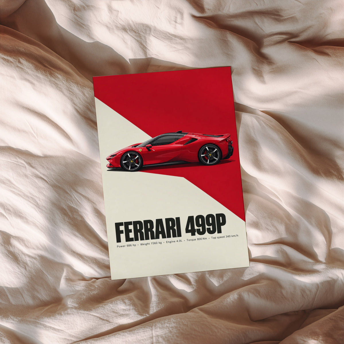 Vintage Ferrari 499P Print, Supercar Wall Art