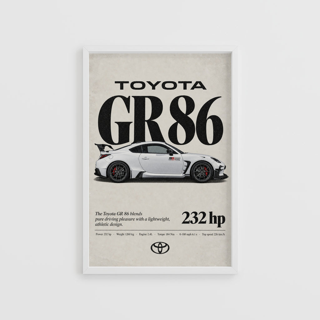 Vintage Toyota GR86 Print, Car Poster, Wall Art