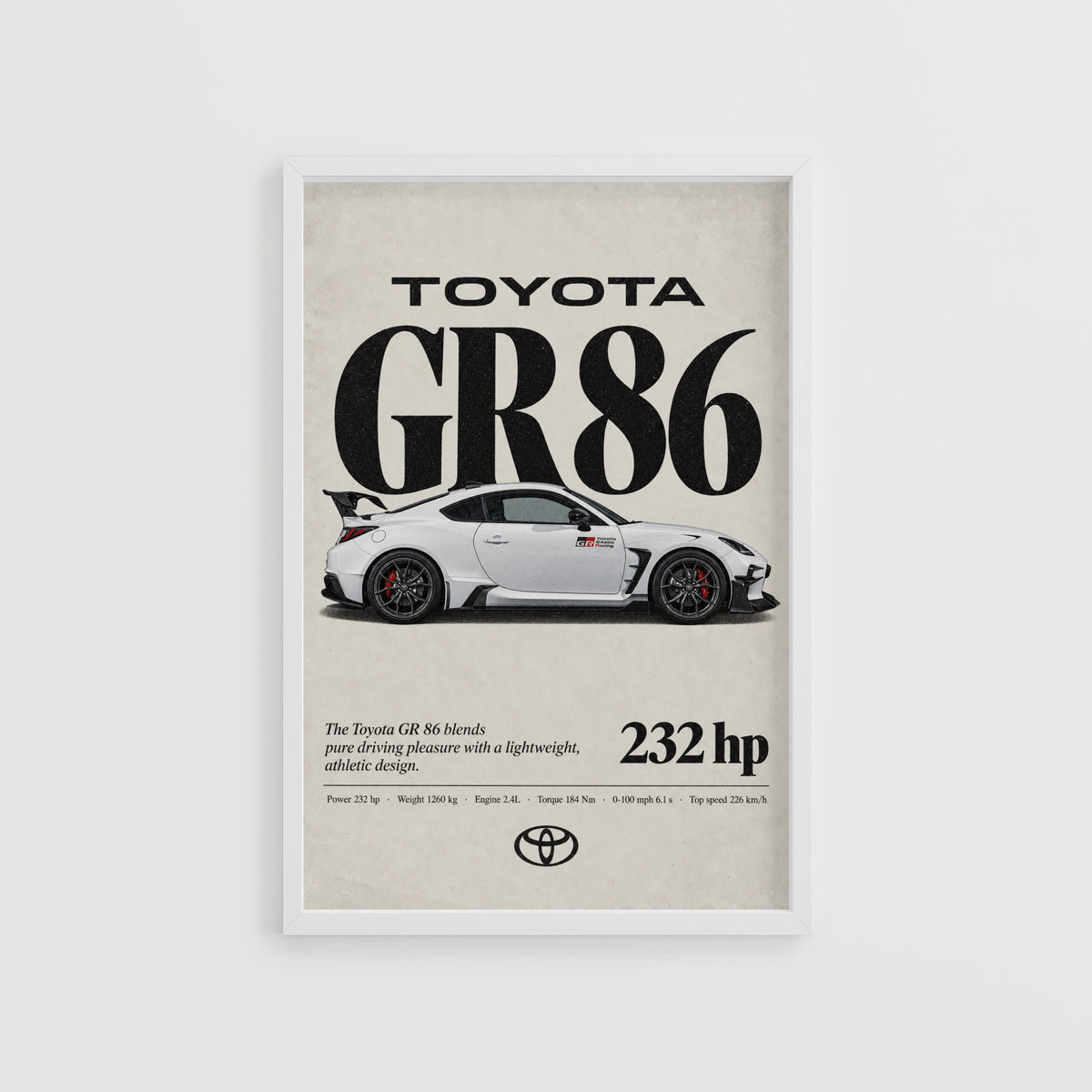 Vintage Toyota GR86 Print, Car Poster, Wall Art