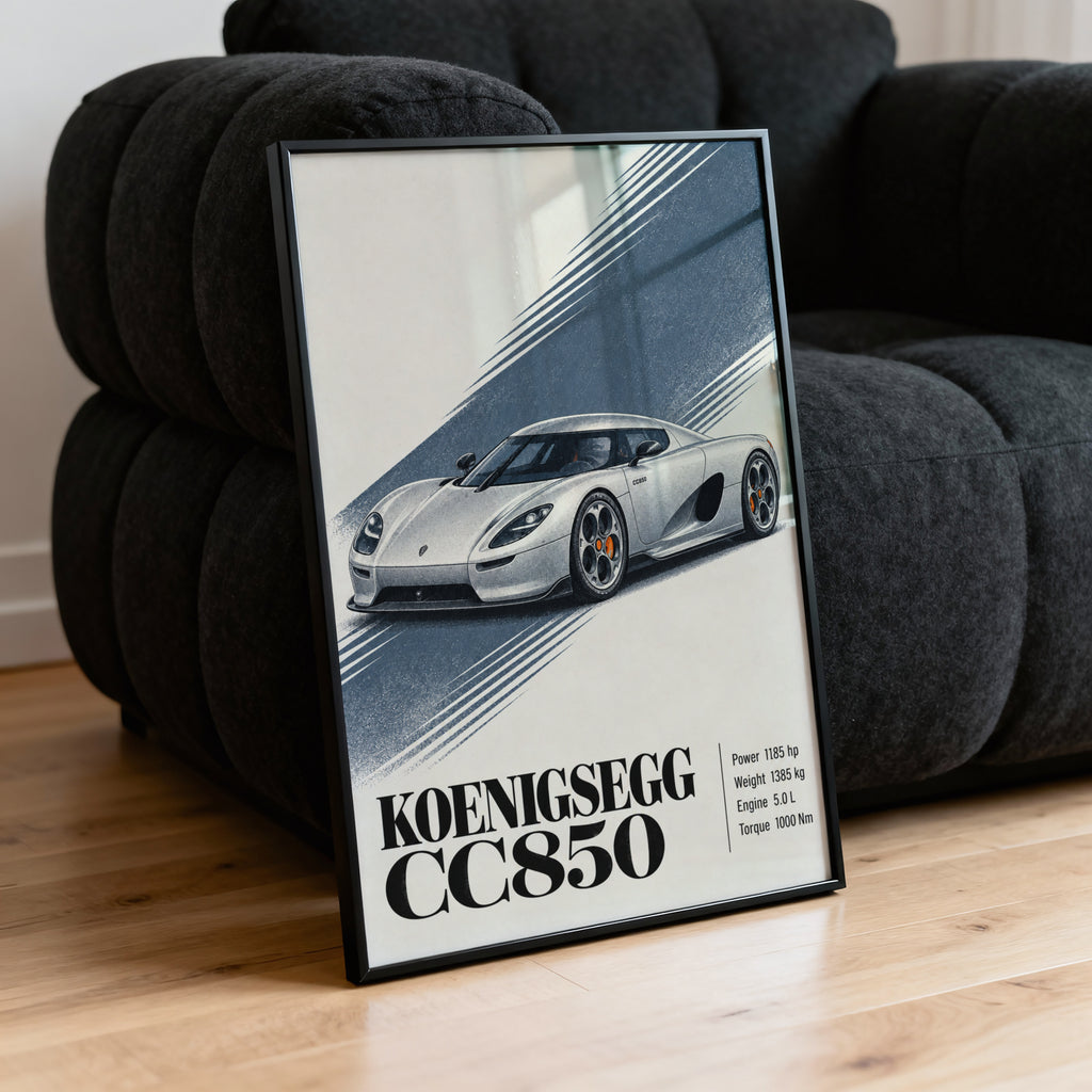 Vintage Koenigsegg CC850 Print, Hypercar Wall Art