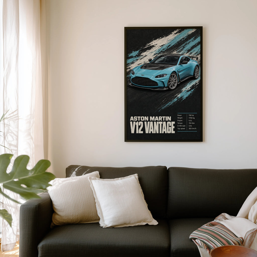 Vintage Aston Martin V12 Vantage Print, Car Wall Art