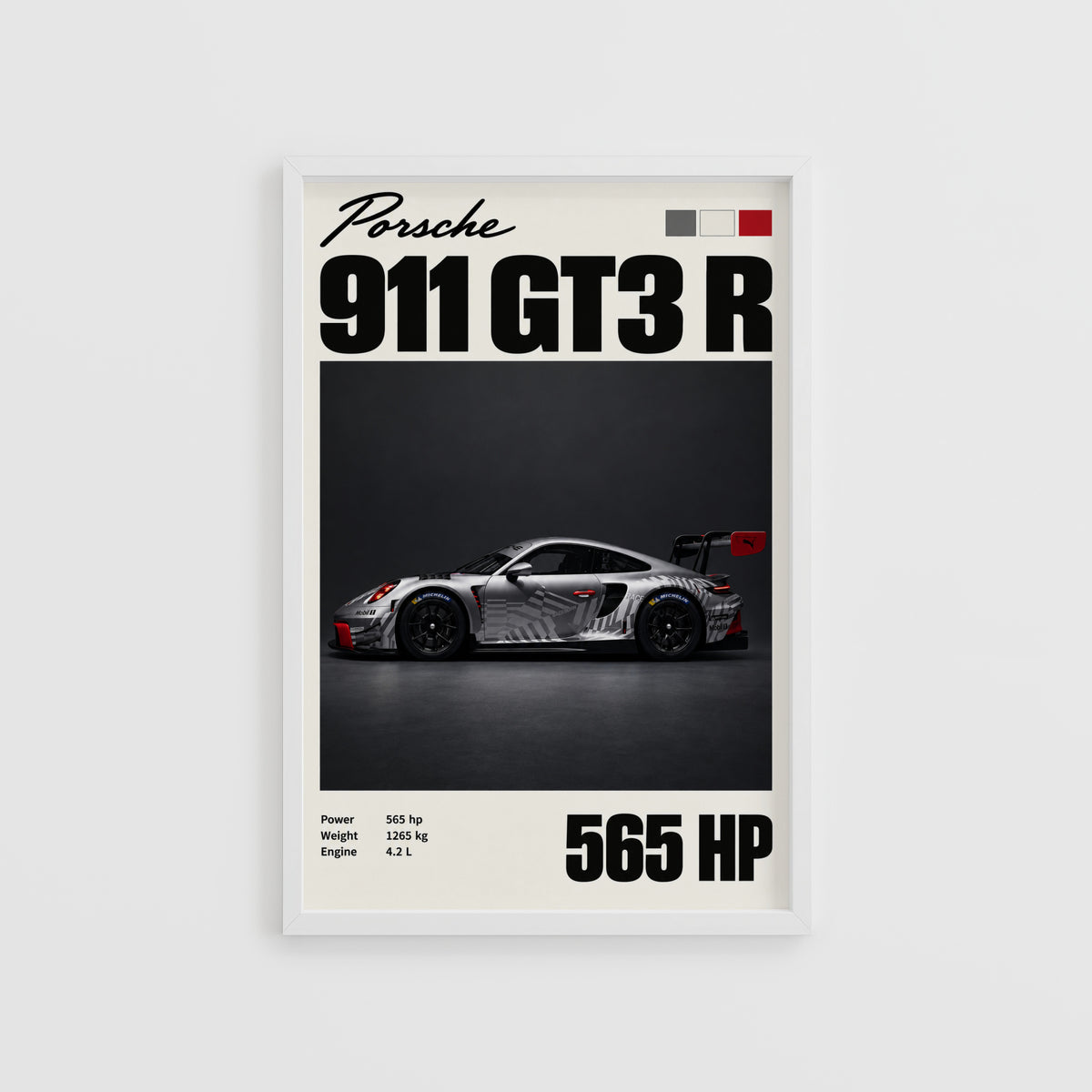 Vintage Porsche 911 GT3 R Print, Racing Car Art