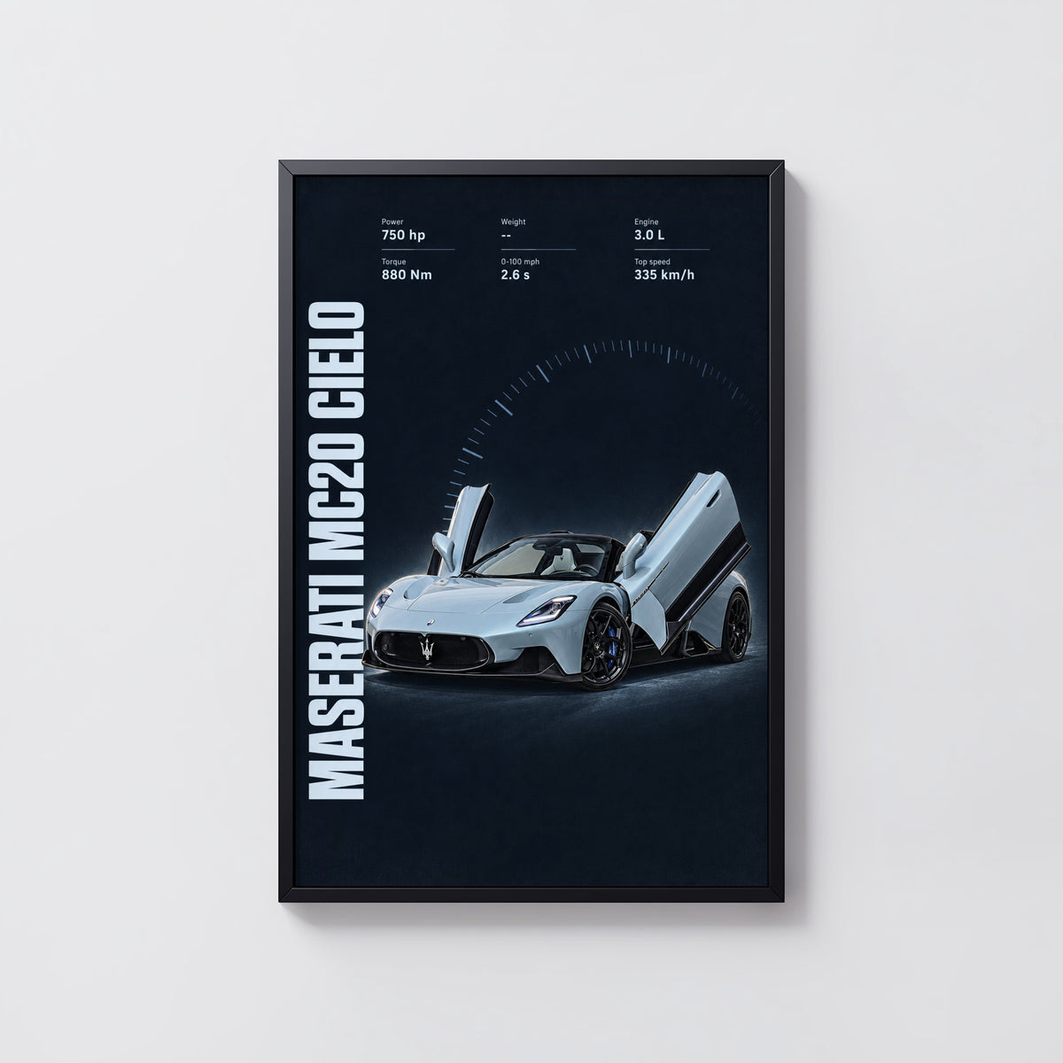 Vintage Maserati MC20 Cielo Print, Supercar Art