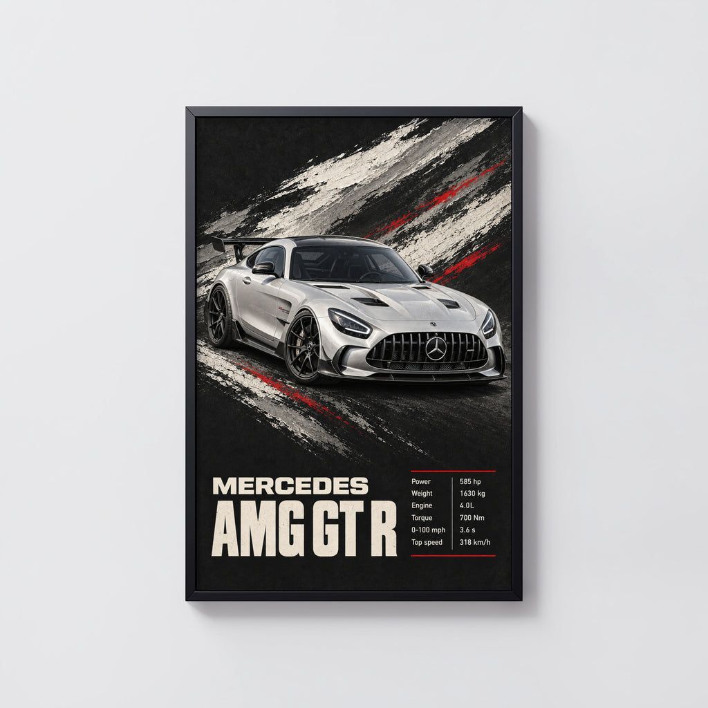 Vintage Mercedes AMG GT R Print, Car Wall Art