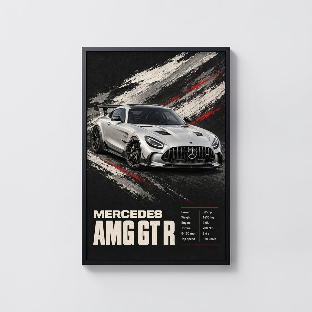 Vintage Mercedes AMG GT R Print, Car Wall Art