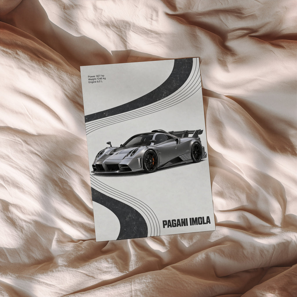 Vintage Pagani Imola Print, Supercar Wall Art