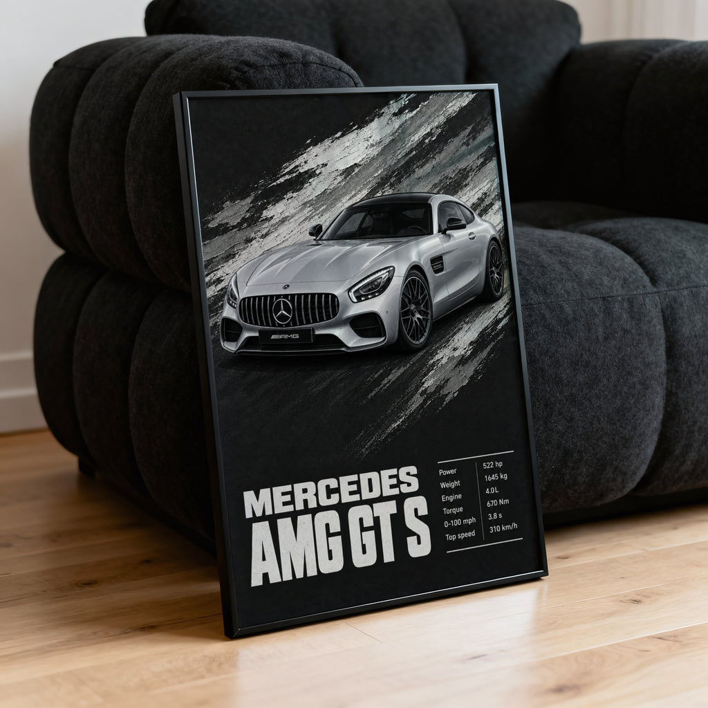 Vintage Mercedes AMG GT S Print, Car Wall Art
