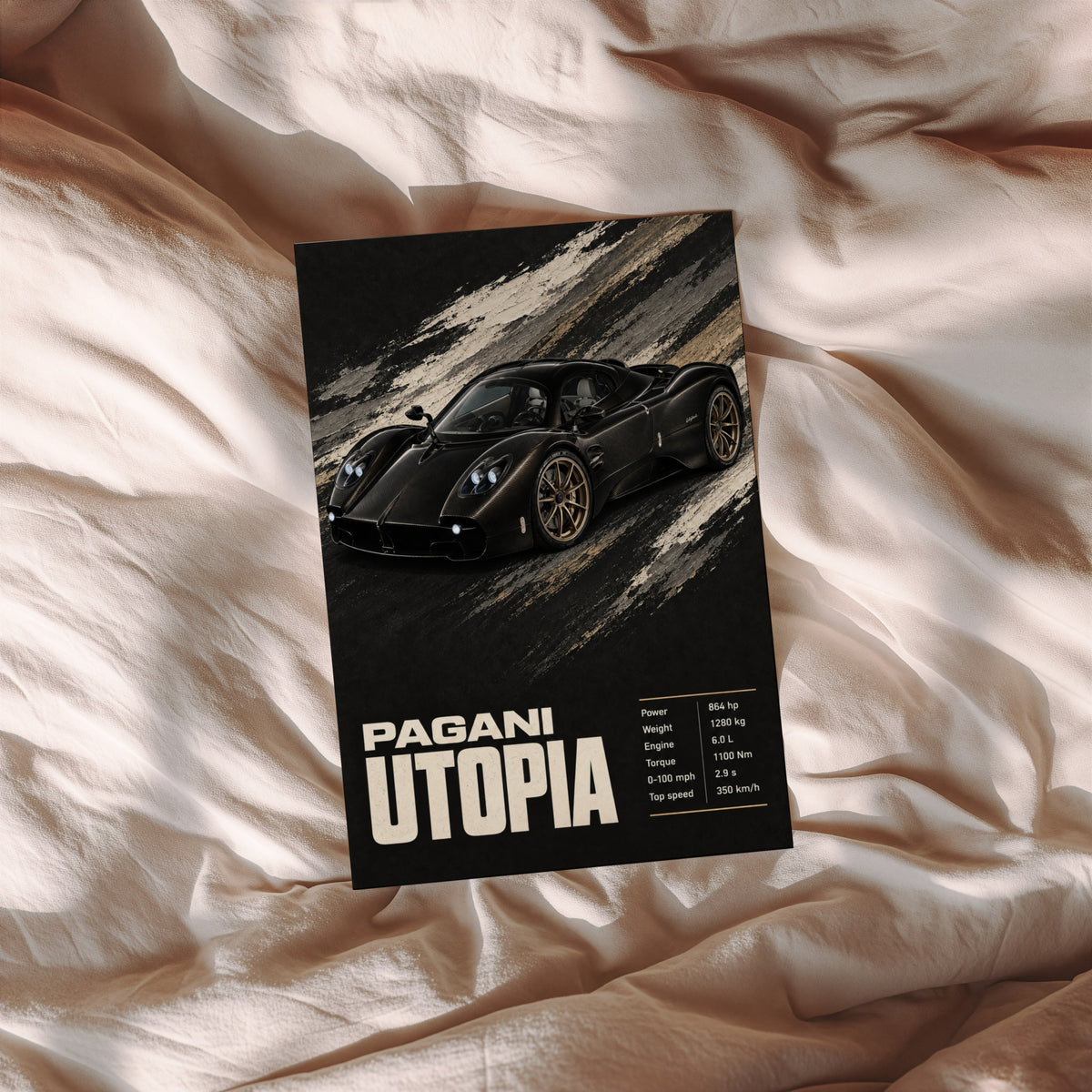 Vintage Pagani Utopia Print, Supercar Wall Art