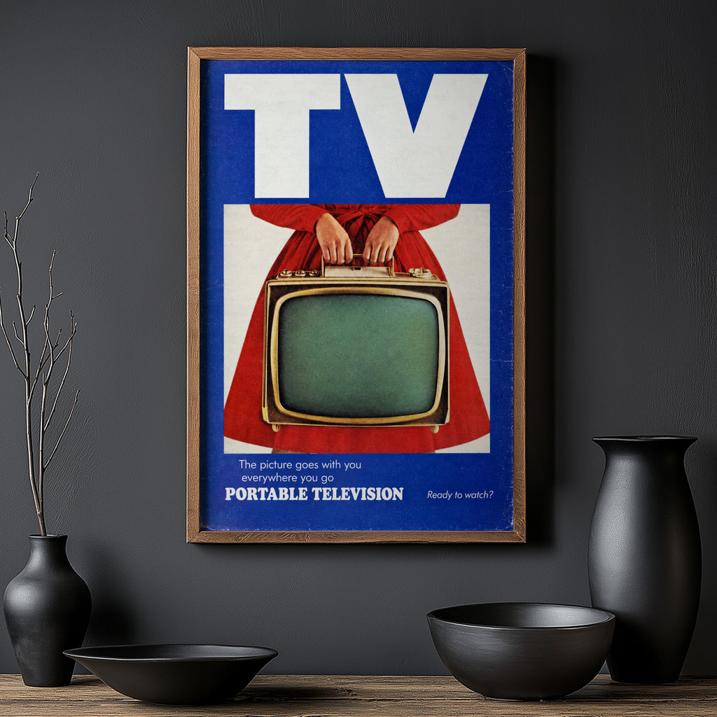 Vintage Portable TV Poster, Retro Advert Wall Art, Print
