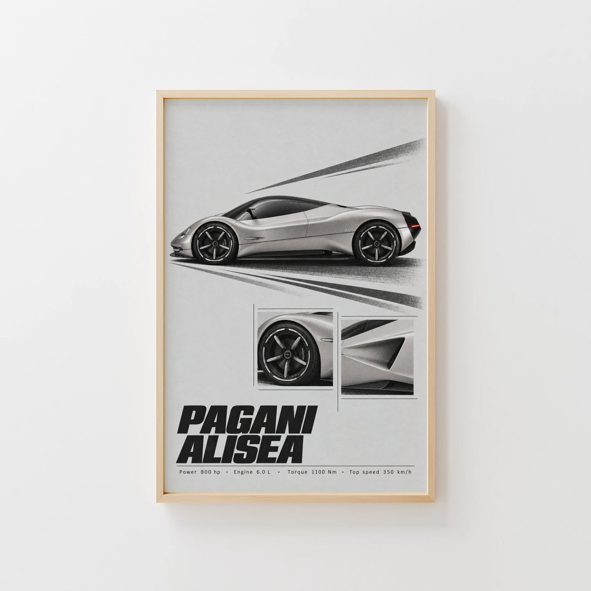 Vintage Pagani Alisea Print, Car Poster, Supercar Art