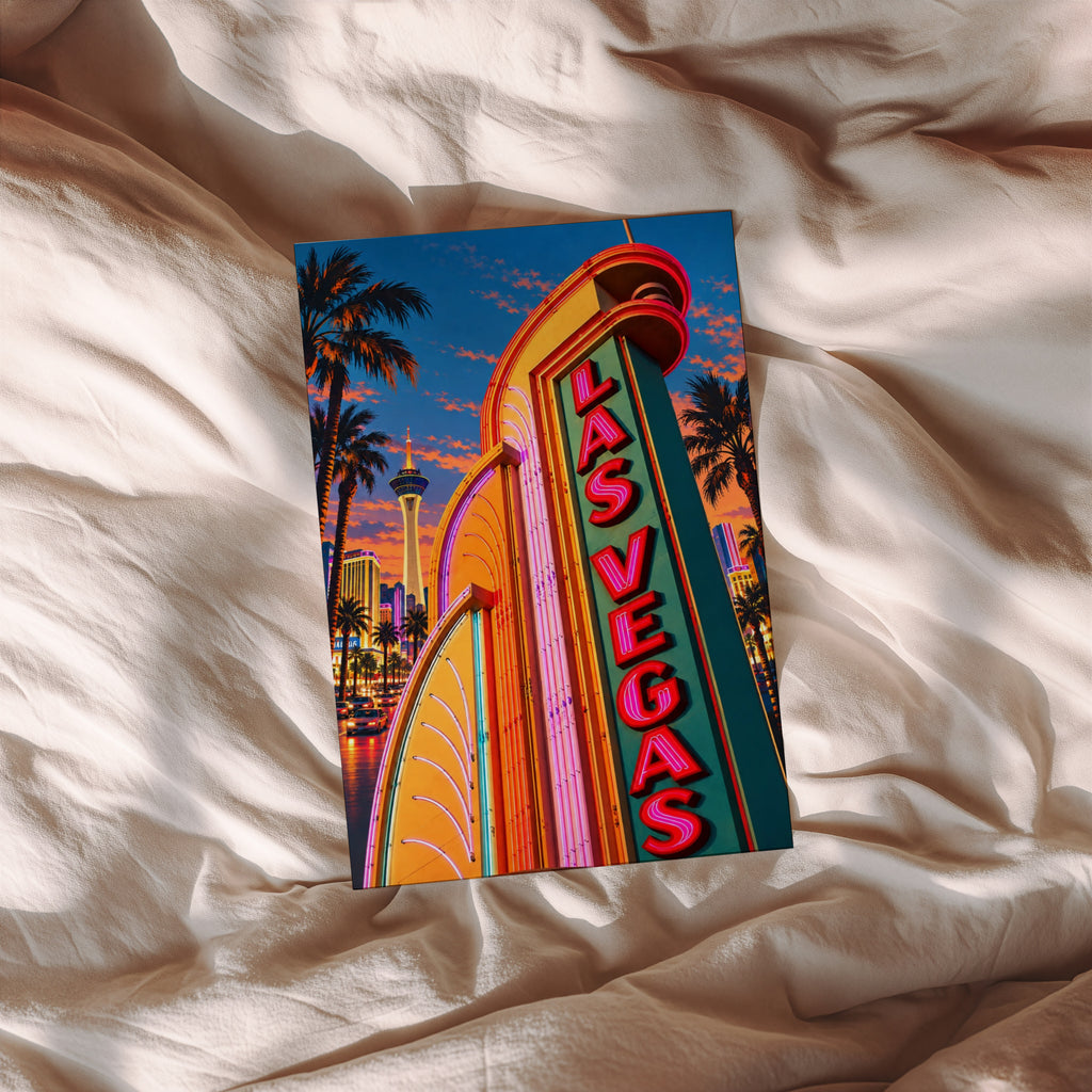 Vintage Las Vegas Poster, Art Deco Neon Sign Print