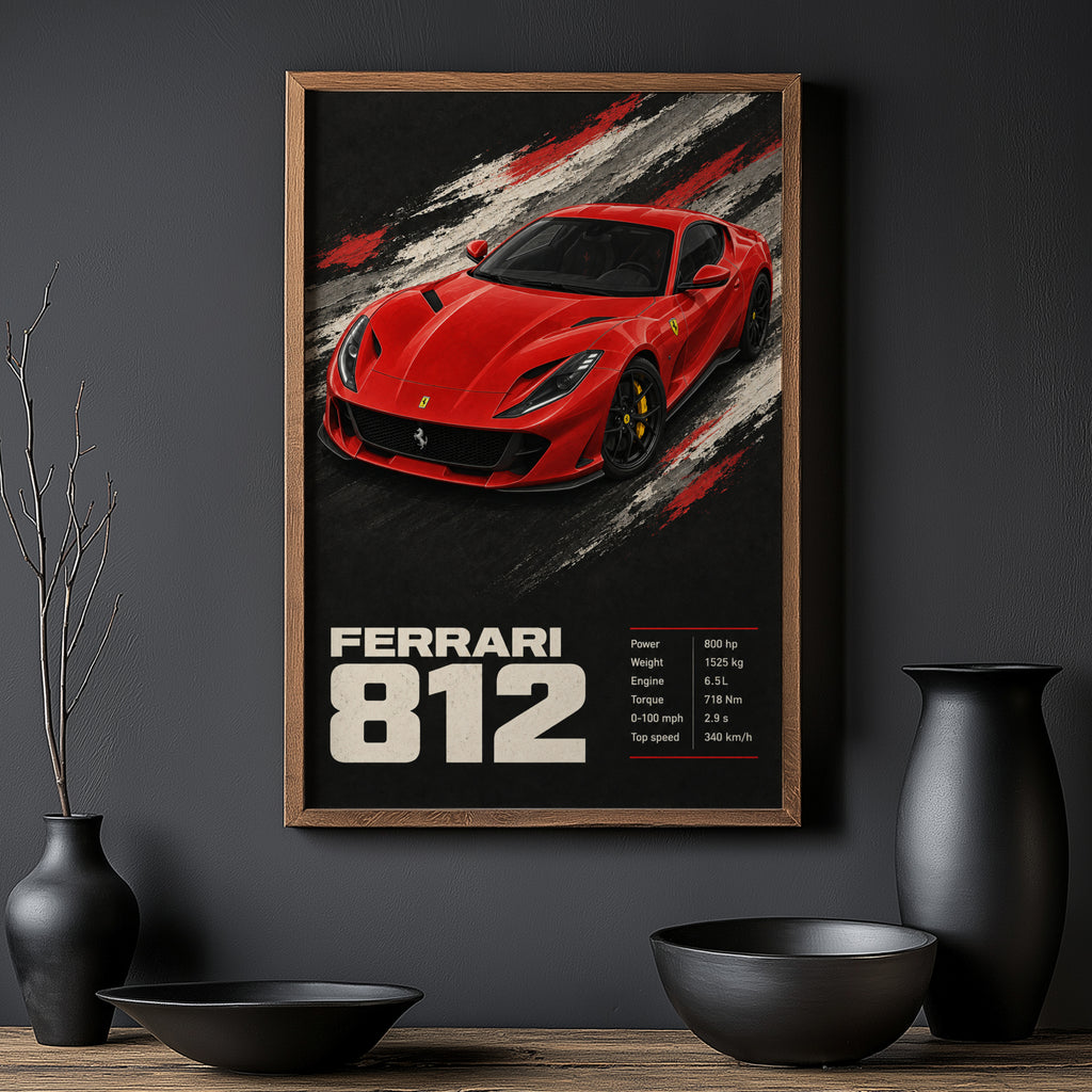 Vintage Ferrari 812 Print, Car Wall Art