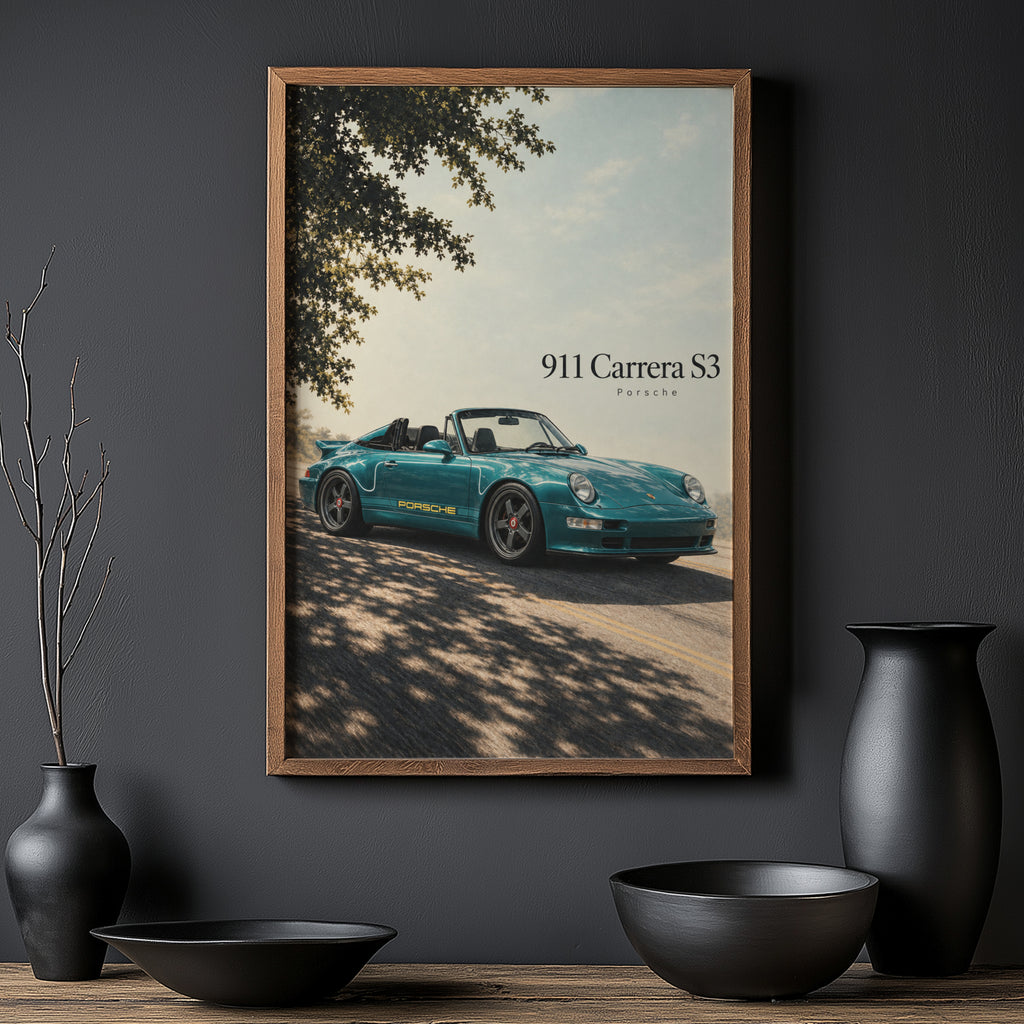 Vintage Porsche 911 Carrera S3 Print, Car Wall Art