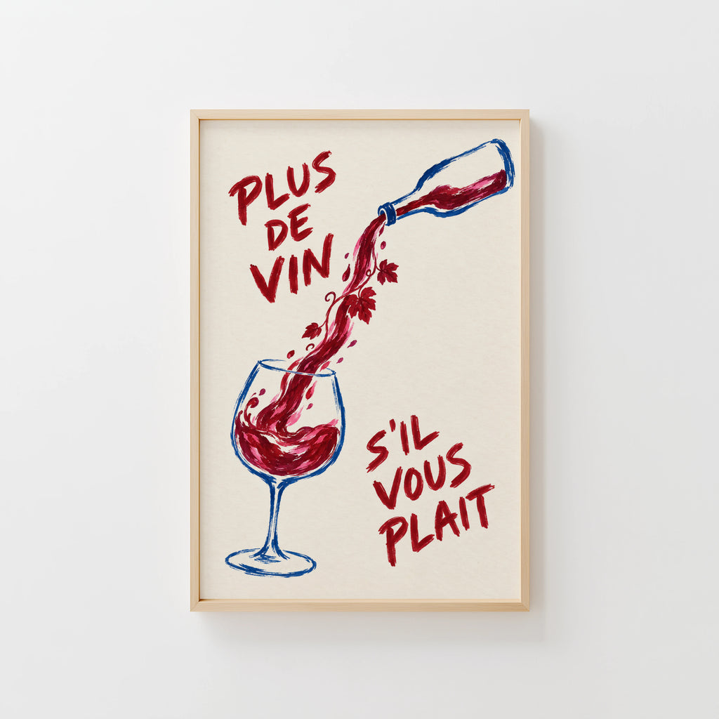 Vintage Wine Print Poster, French Kitchen Wall Art
