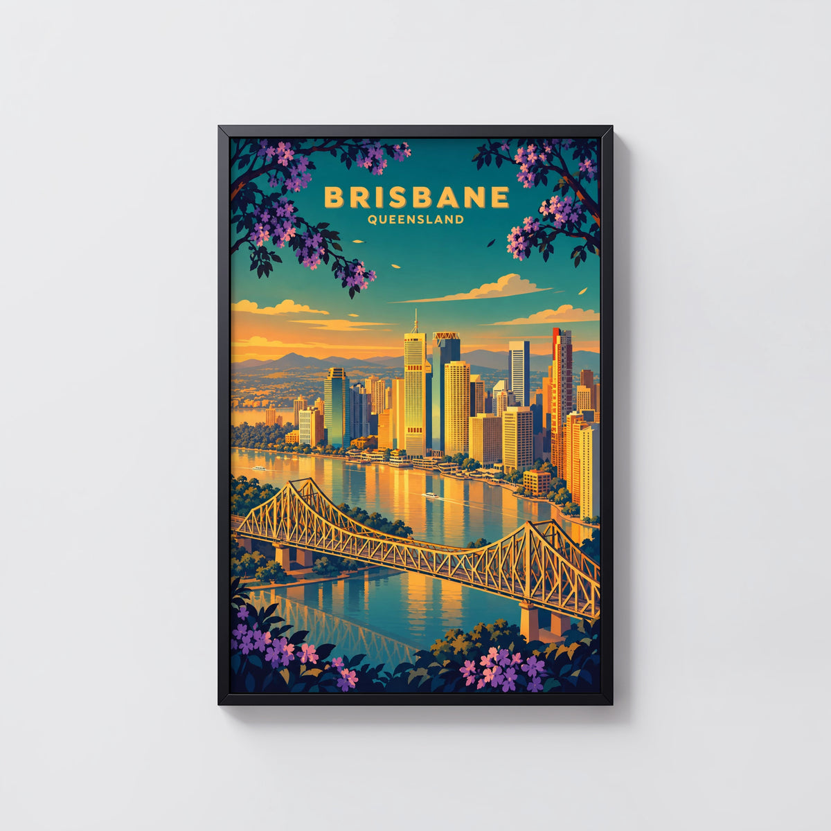 Vintage Brisbane Poster, Queensland Wall Art, City Print