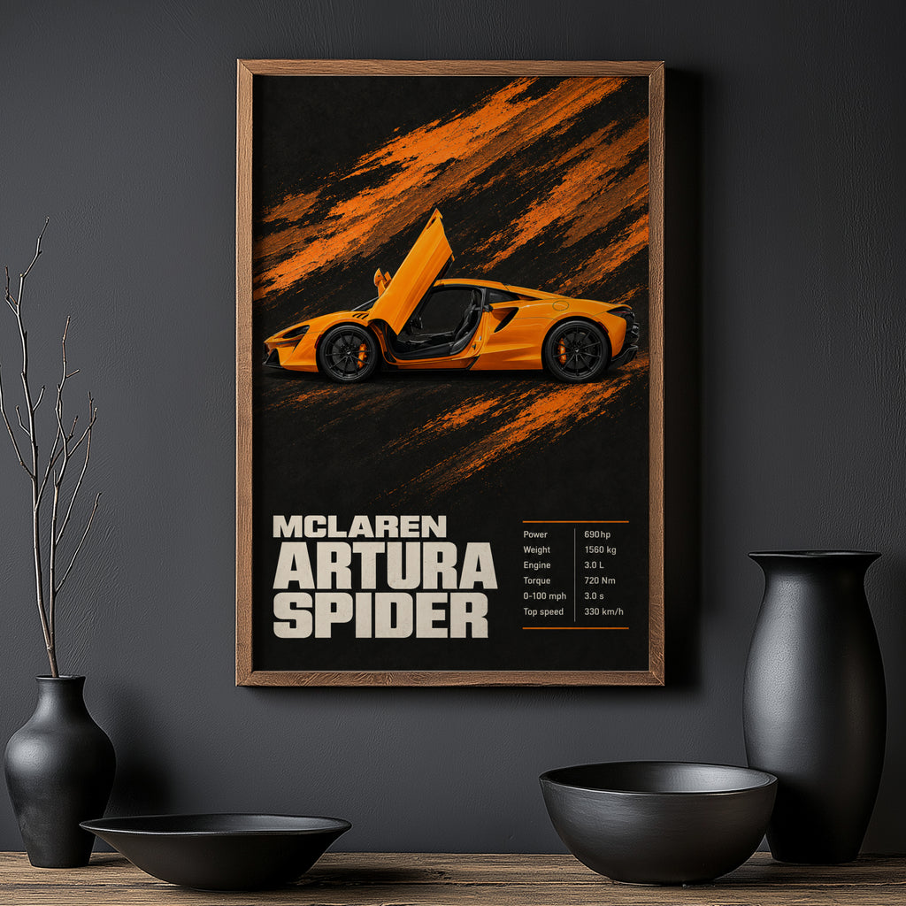 Vintage McLaren Artura Spider Print, Car Wall Art