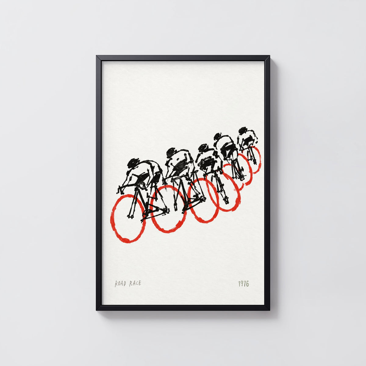 Vintage Cycling Poster, Road Race Wall Art, 1976 Print