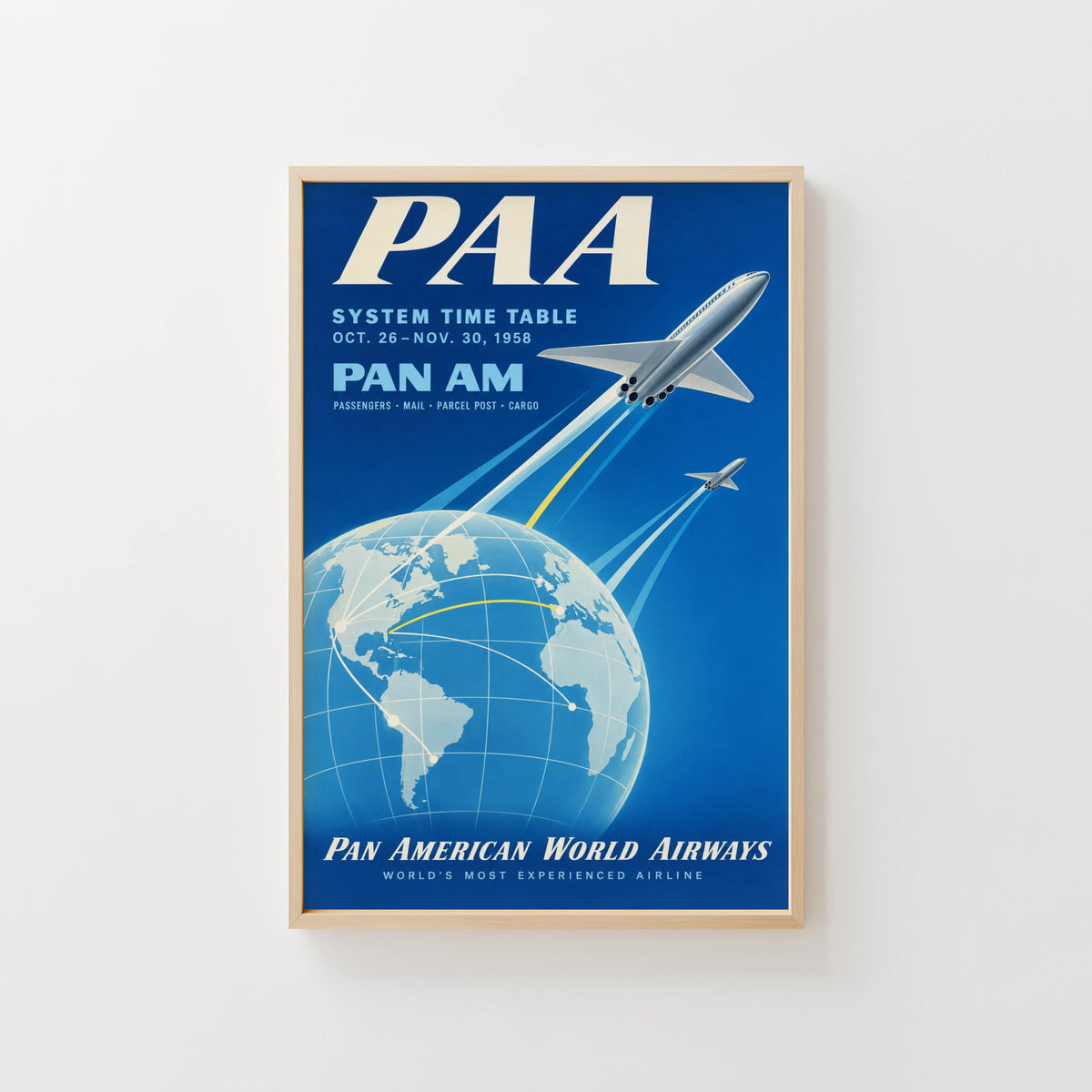 Vintage Pan Am Poster, Airline Wall Art, Aviation Print