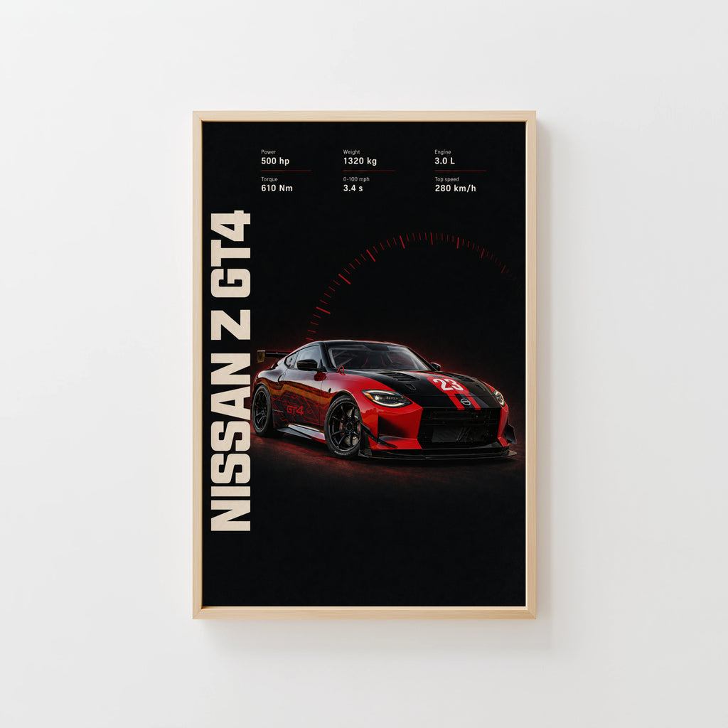 Vintage Nissan Z GT4 Print, Racing Car Wall Art