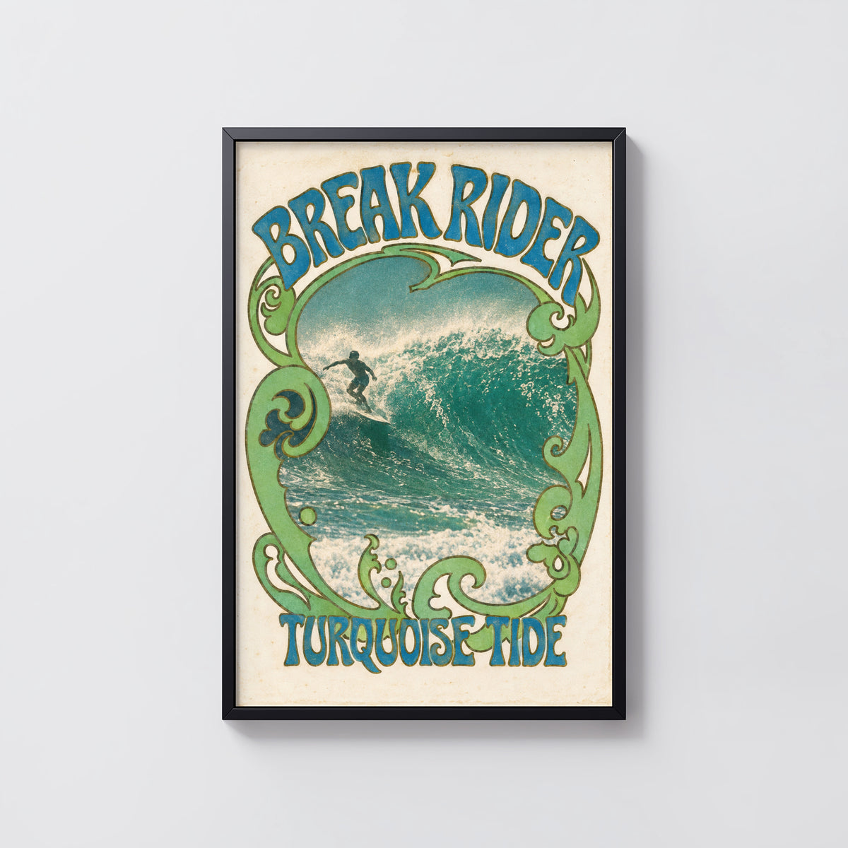Vintage Surf Print Poster, Retro Surfer Wave Wall Art