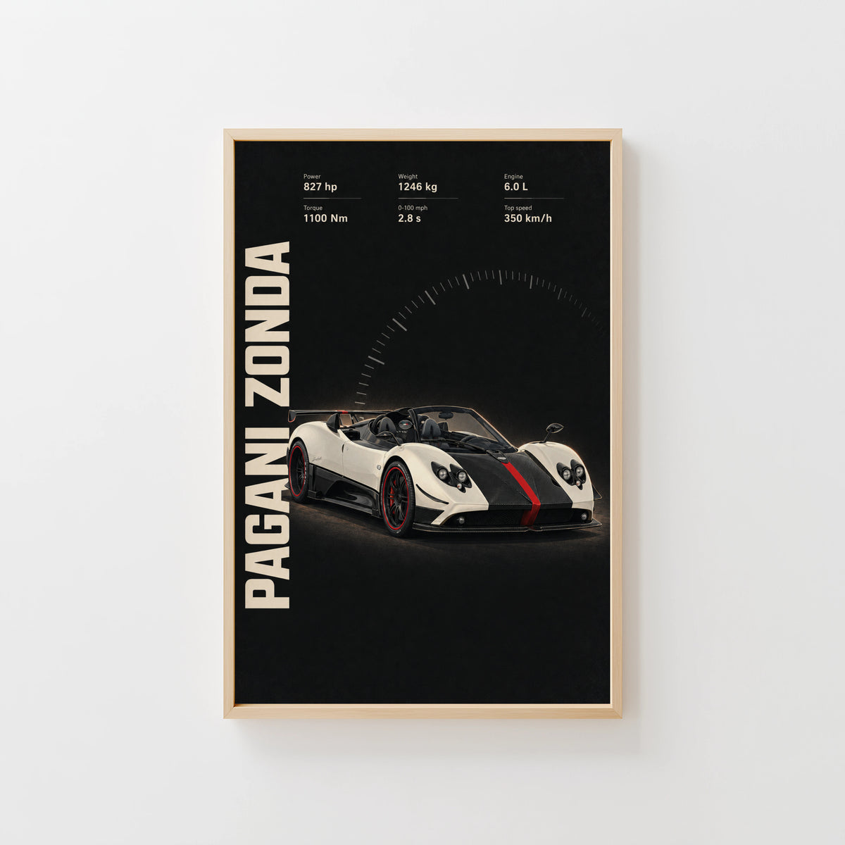 Vintage Pagani Zonda Print, Supercar Wall Art