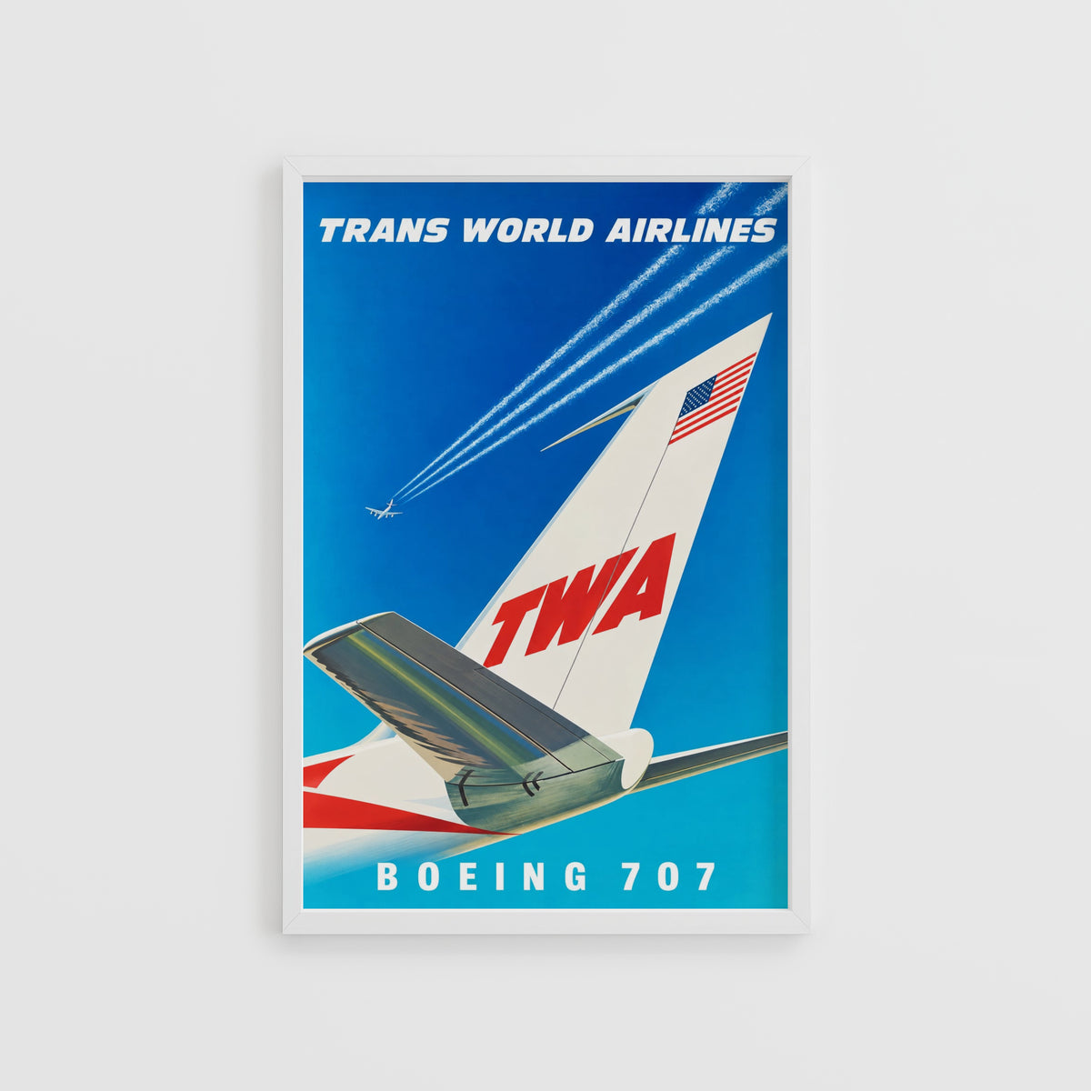 Vintage TWA Boeing 707 Poster, Aviation Wall Art, Print
