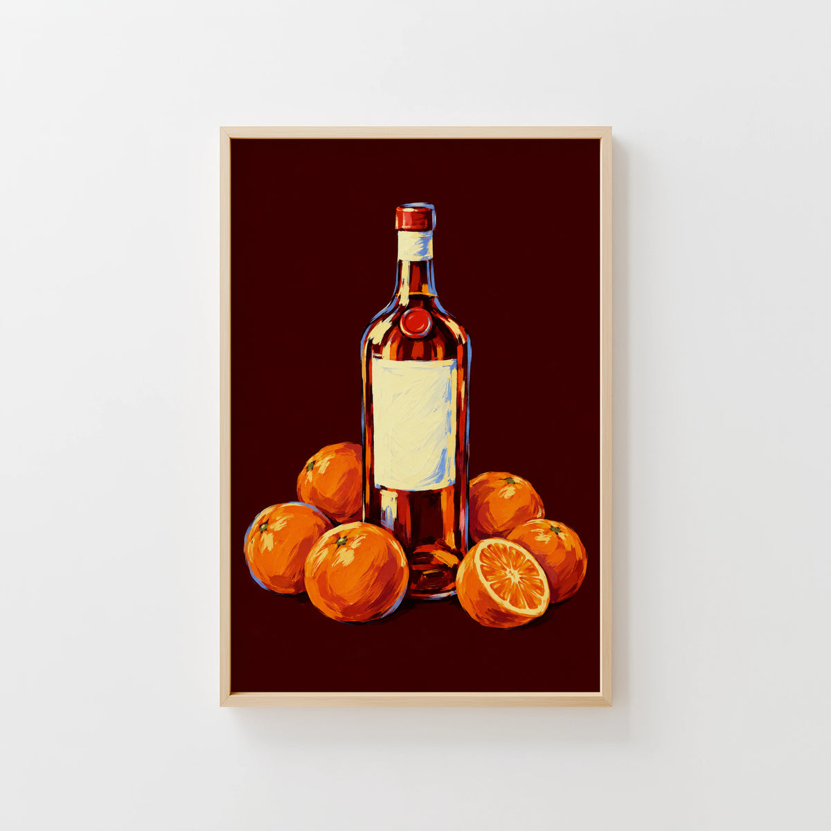 Vintage Orange Liqueur Bottle Print Poster Kitchen Art
