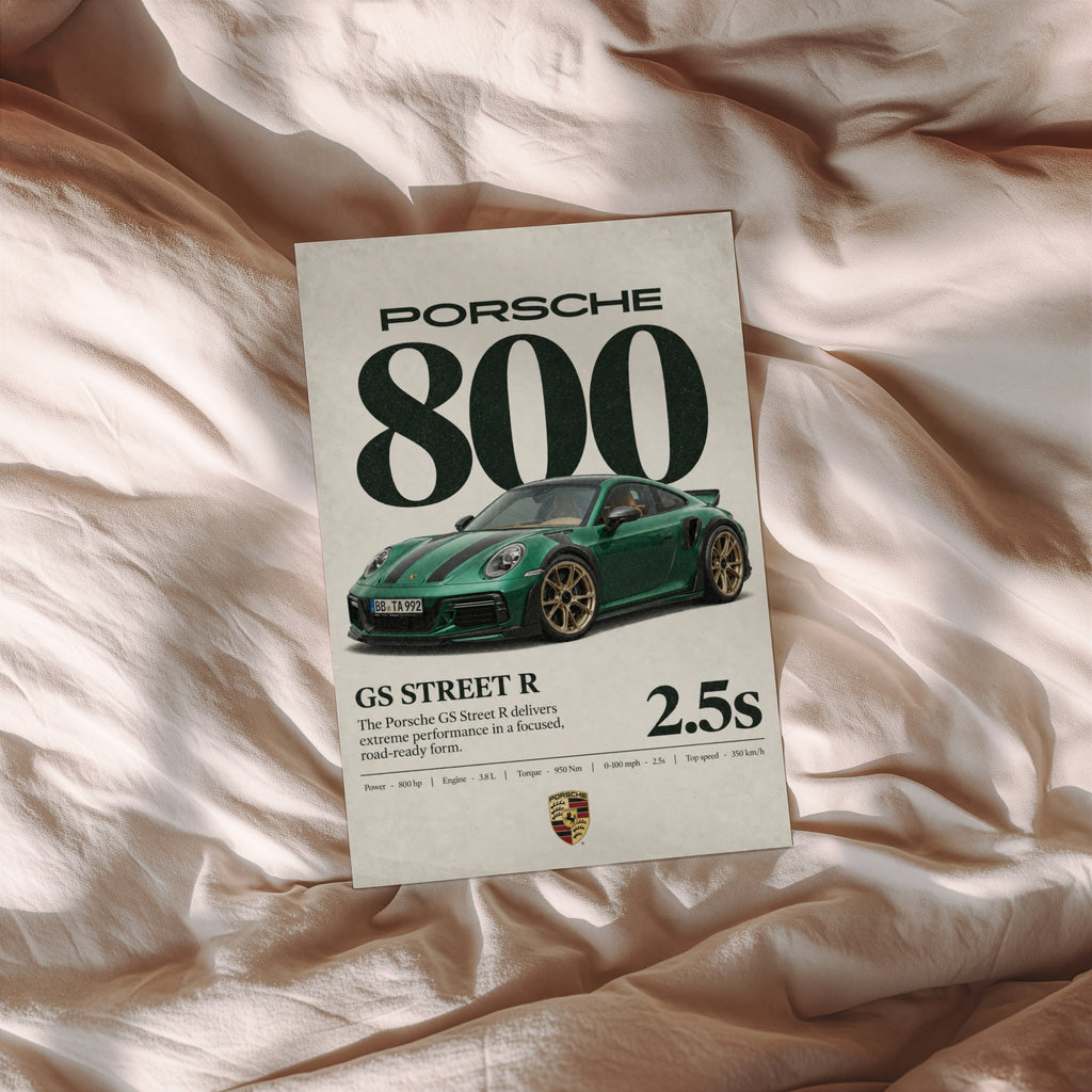 Vintage Porsche GS Street R Print, Car Wall Art