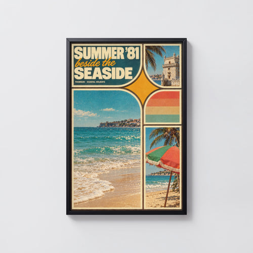 Vintage Seaside Holiday Poster, Beach Wall Art, Retro Print