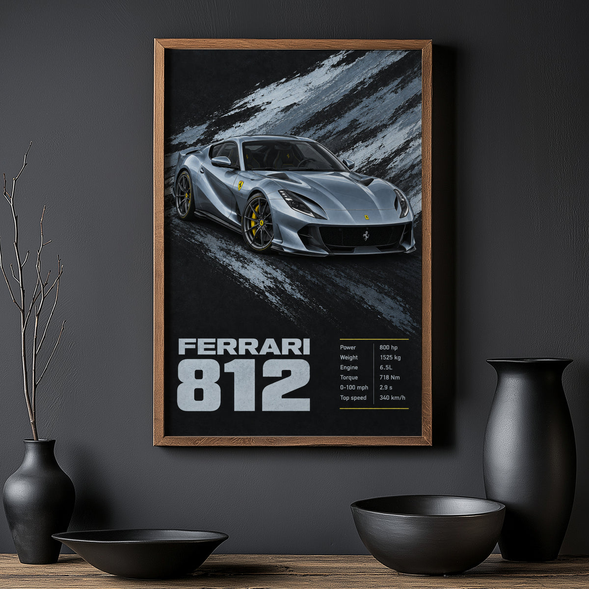 Vintage Ferrari 812 Print, Supercar Wall Art