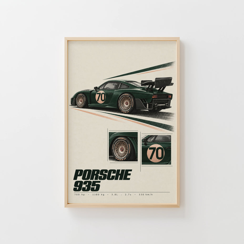 Vintage Porsche 935 Print, Racing Car Wall Art