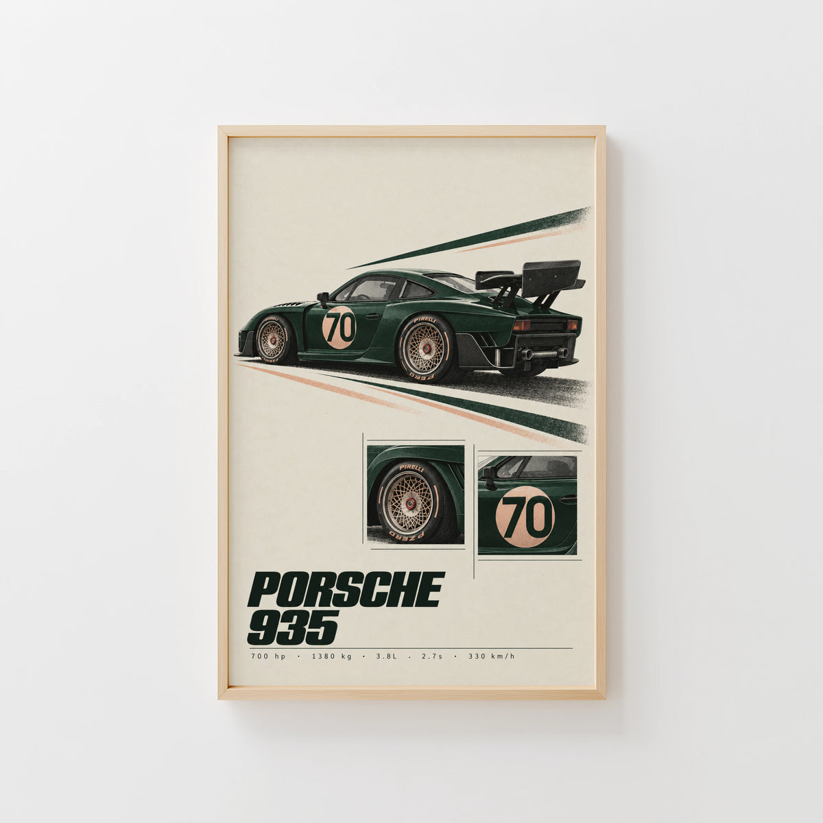 Vintage Porsche 935 Print, Racing Car Wall Art