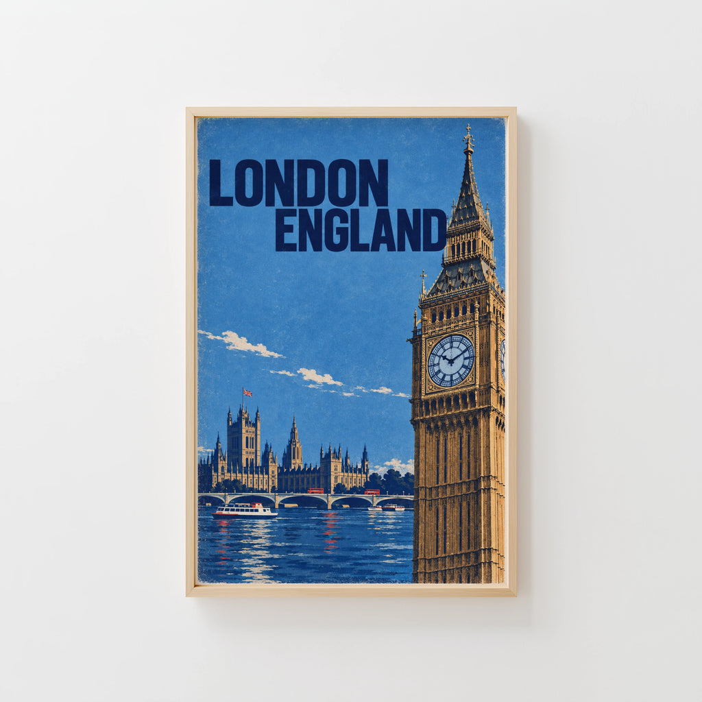 Vintage London Poster, Big Ben Wall Art, England Print