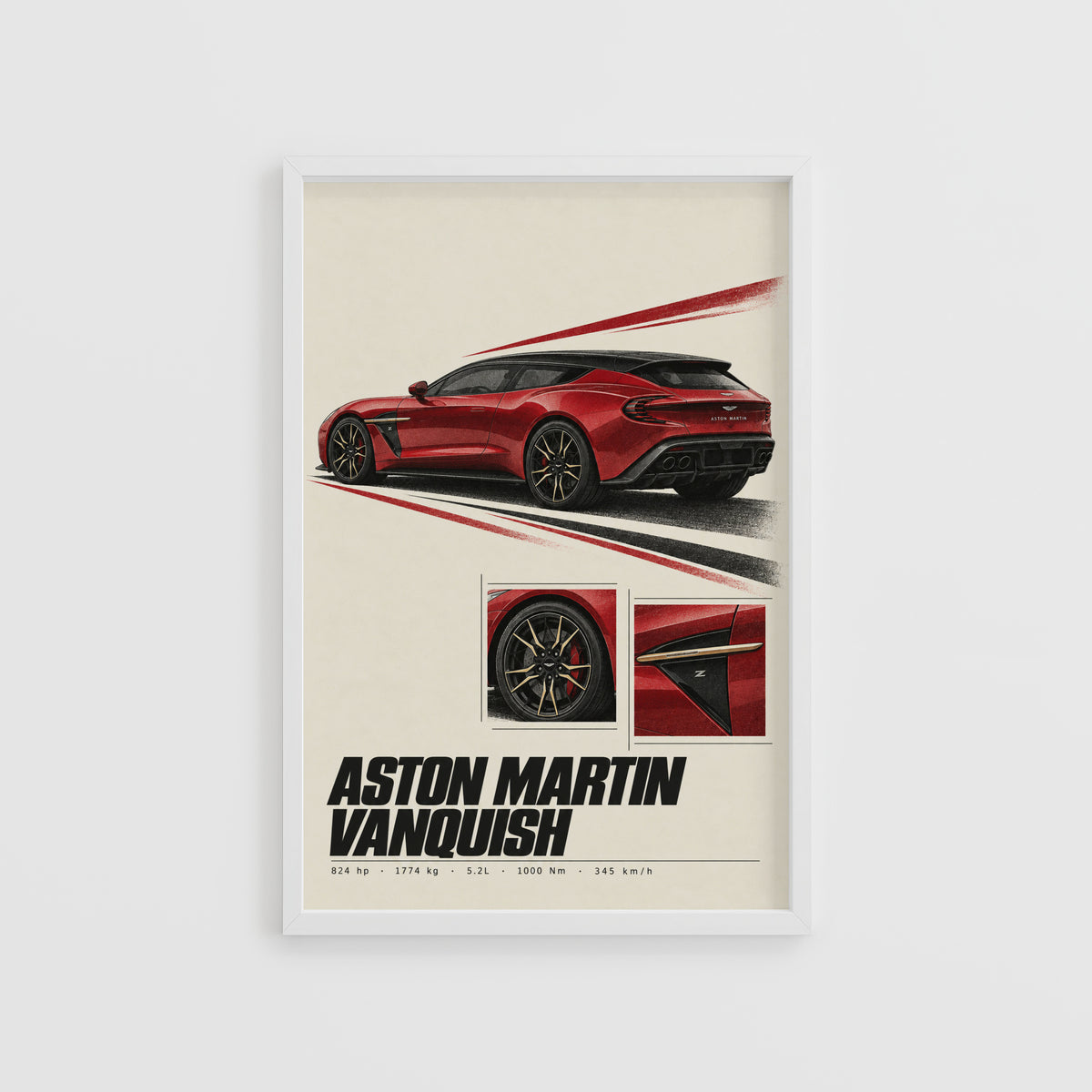 Vintage Aston Martin Vanquish Print, Car Wall Art