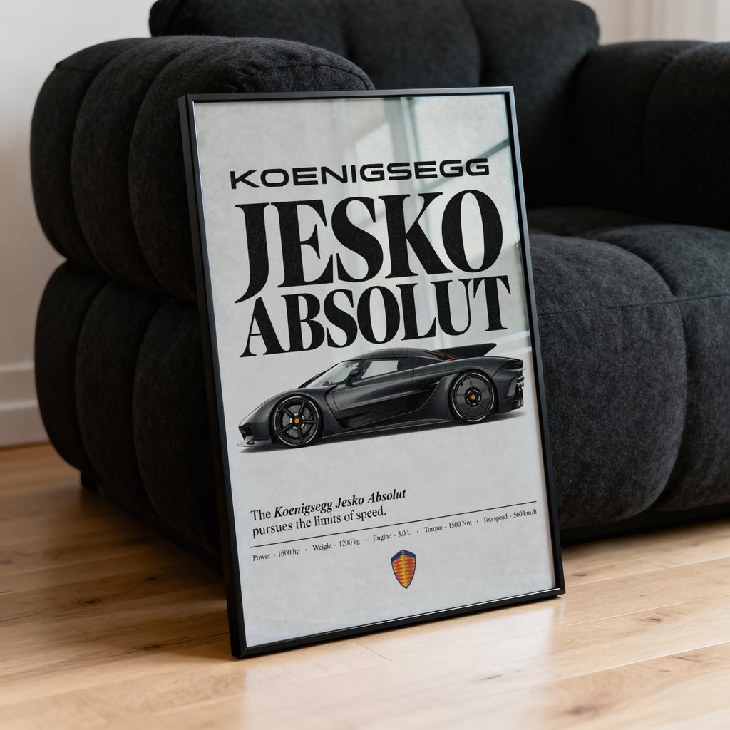 Vintage Koenigsegg Jesko Absolut Print, Car Wall Art