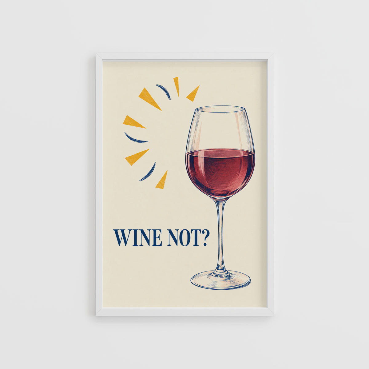 Vintage Wine Print Poster, Red Wine Glass Wall Art