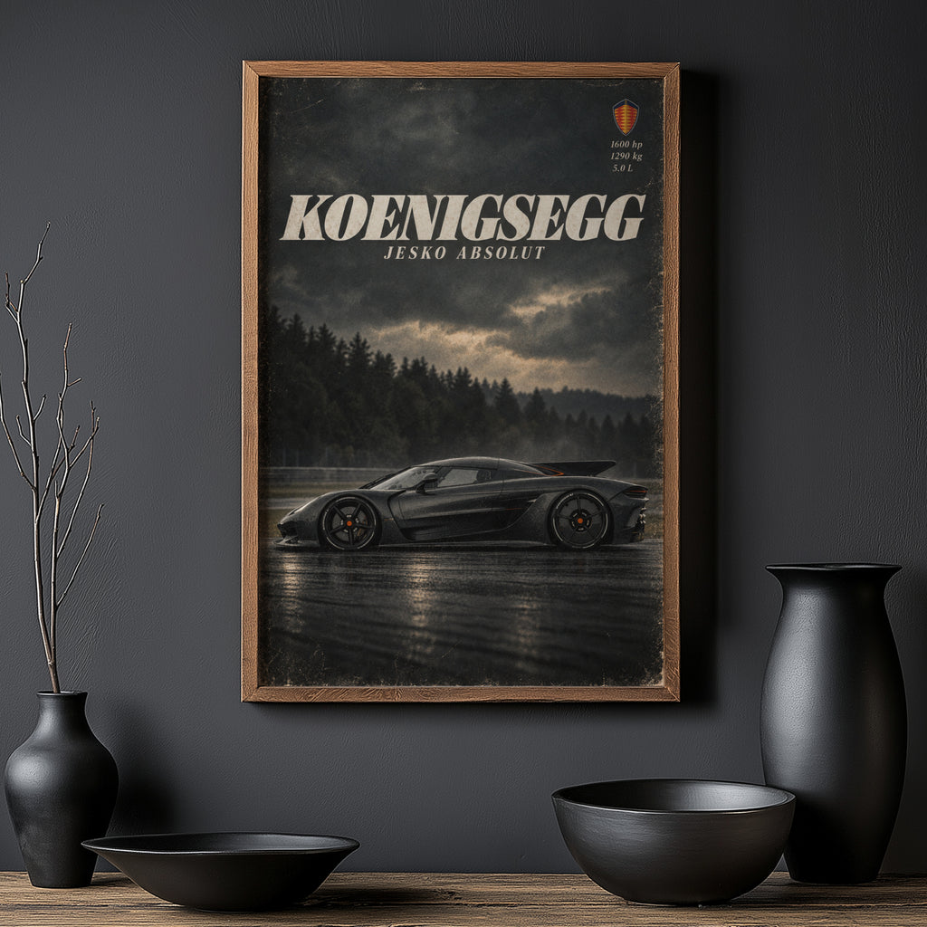 Vintage Koenigsegg Jesko Absolut Print, Hypercar