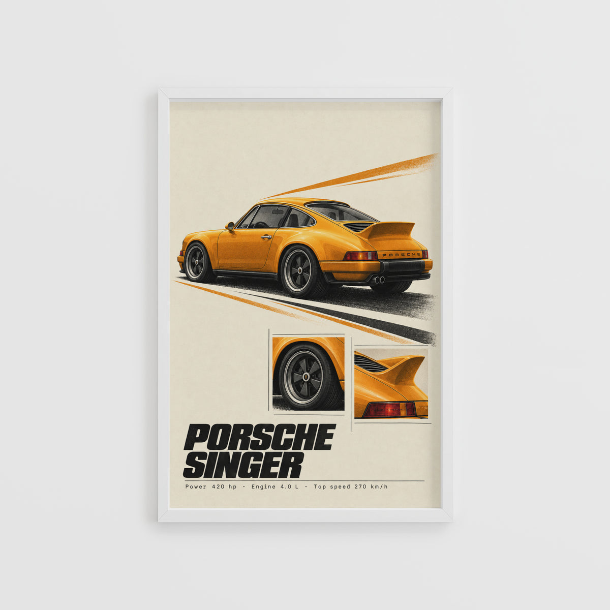 Vintage Porsche Singer Print, Car Wall Art
