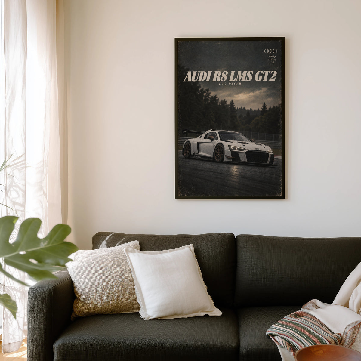 Vintage Audi R8 LMS GT2 Print, Racing Car Art