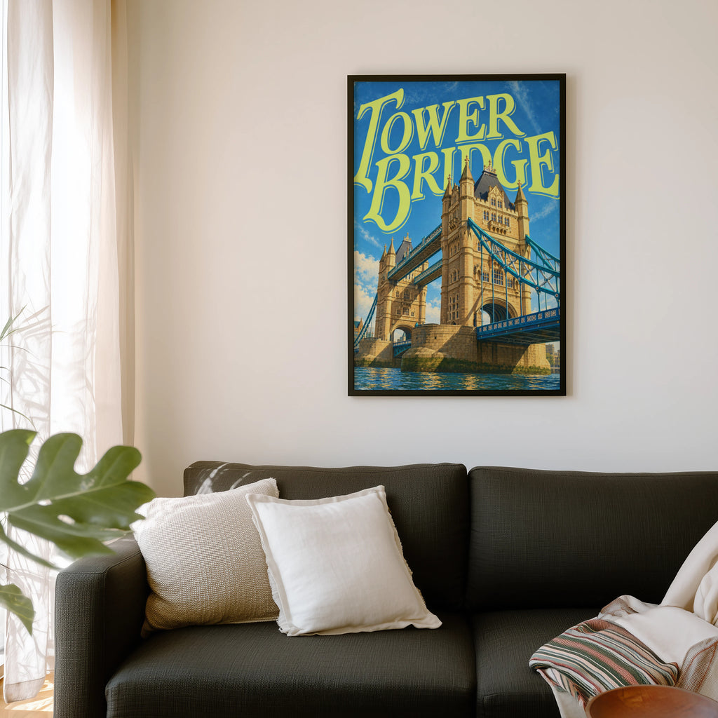 Vintage Tower Bridge London Poster, England Wall Art Print