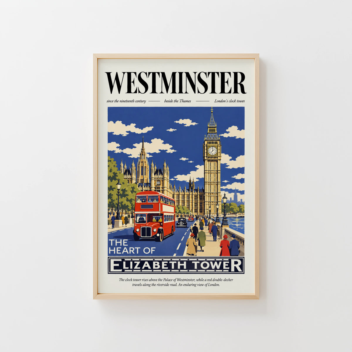Vintage Westminster London Poster, Big Ben Wall Art