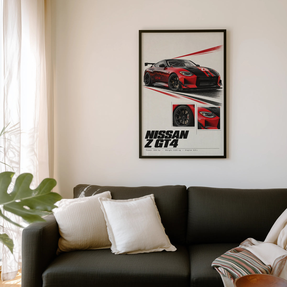 Vintage Nissan Z GT4 Print, Race Car Wall Art