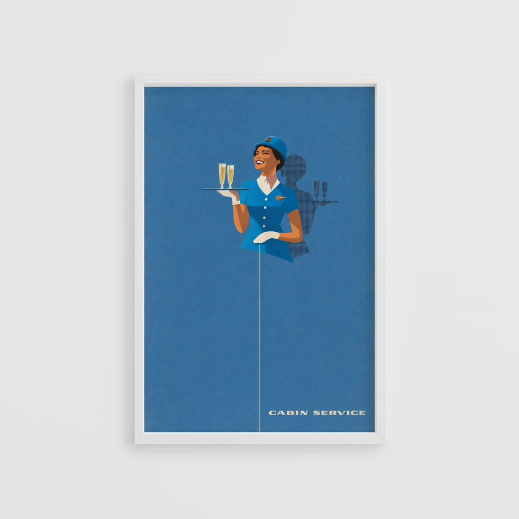 Vintage Air Hostess Poster, Retro Wall Art, Cabin Print