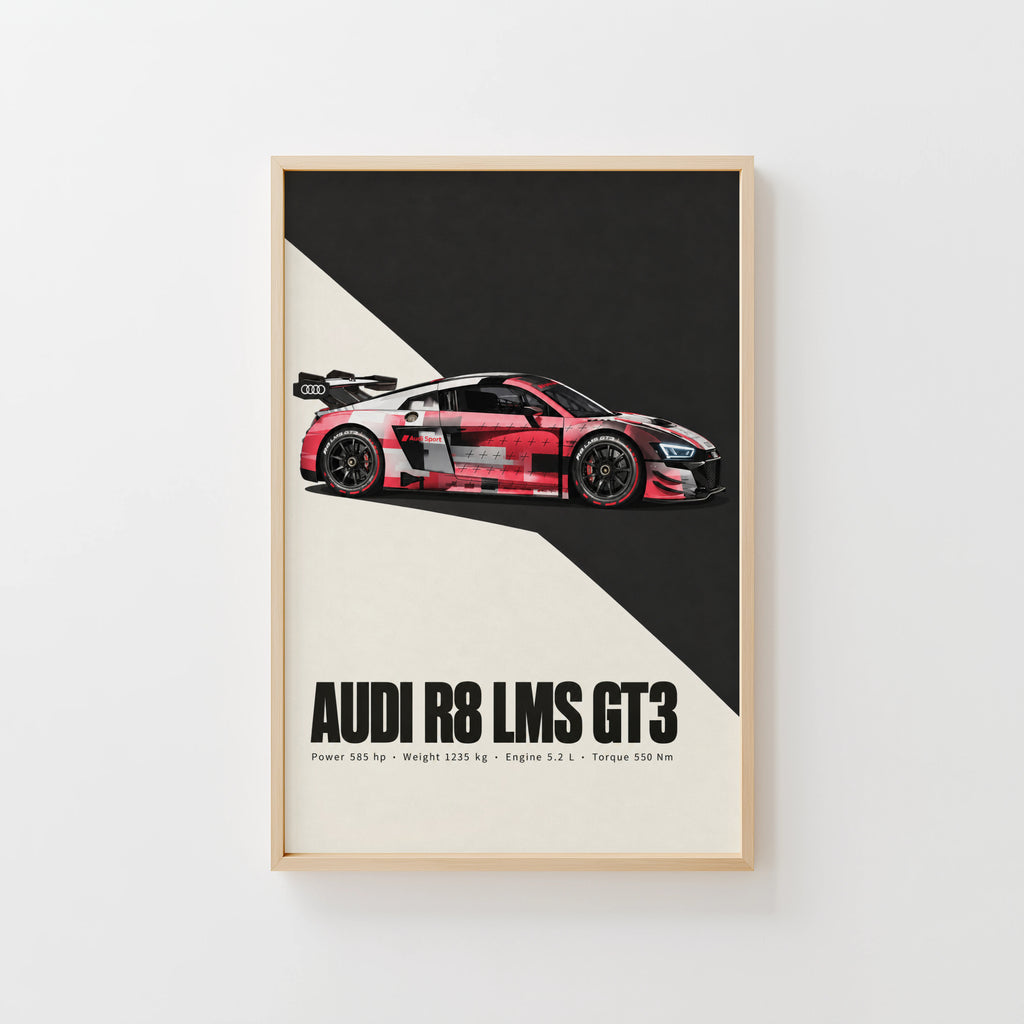 Vintage Audi R8 LMS GT3 Print, Racing Car Poster