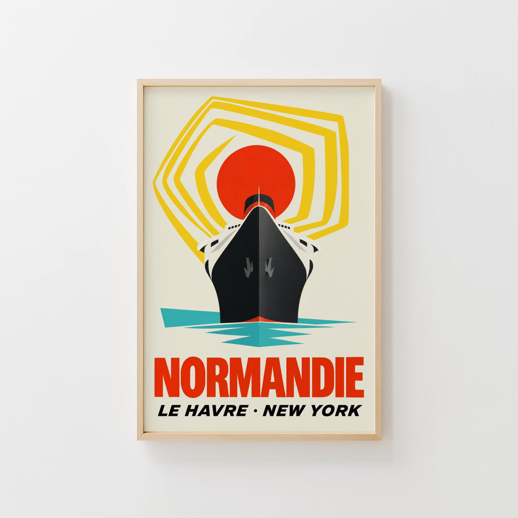 Vintage Normandie Ocean Liner Poster, Le Havre Print